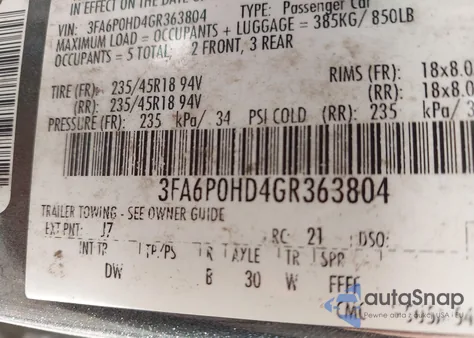 2016 Ford Fusion Se из США, поврежденный, VIN 3FA6P0HD4GR363804